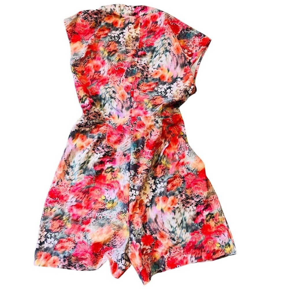 Athleta Marlow Romper Womens Size SP Multicolor Floral V-Neck Tie Waist - Picture 6 of 6